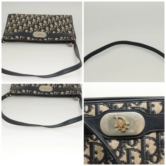 Christian Dior Trotter Canvas Shoulder Bag Navy Gold Auth ep9528 - Picture 16 of 16